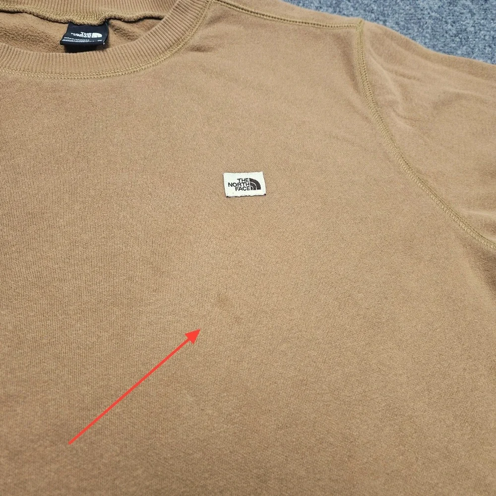 The North Face Crewneck Sweatshirt XL‎ Tan Fleece-Lined Pullover Outdoor Casual